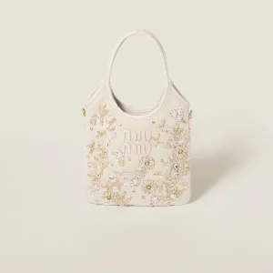 Miu Miu IVY Beaded embroidery white Shoulder Bags