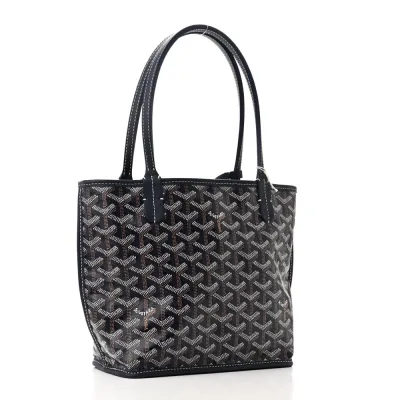 Goyard Reversible Mini Anjou Tote Navy Goyardine Canvas