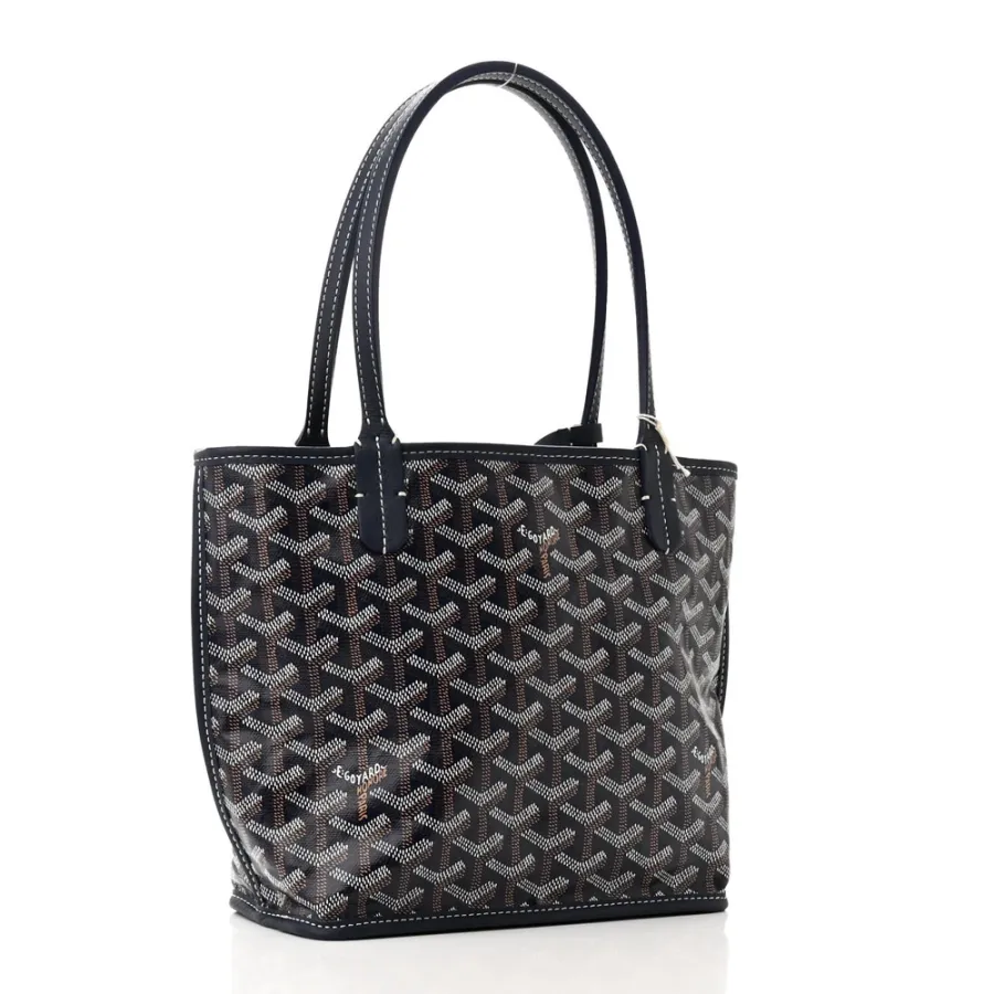 Goyard Reversible Mini Anjou Tote Navy Goyardine Canvas