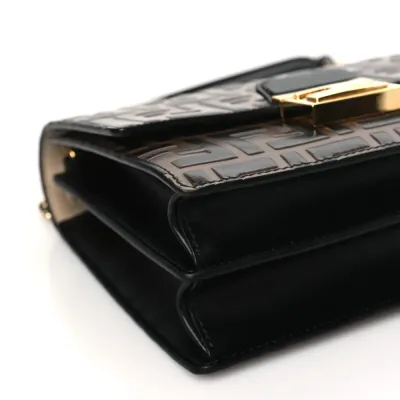 Fendi Small FF 1974 Embossed Kan U Shoulder Bag Maya/Black Bi-Color Liberty Vitello Leather Gold Hardware