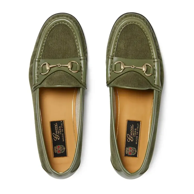 Gucci green horse bit buckle flat bottom Loafers