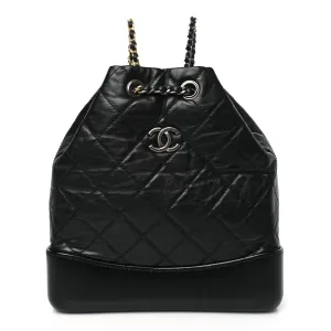 Chanel Gabrielle Backpack Small Black Quilted Aged Calfskin Leather Mixed Metal Hardware