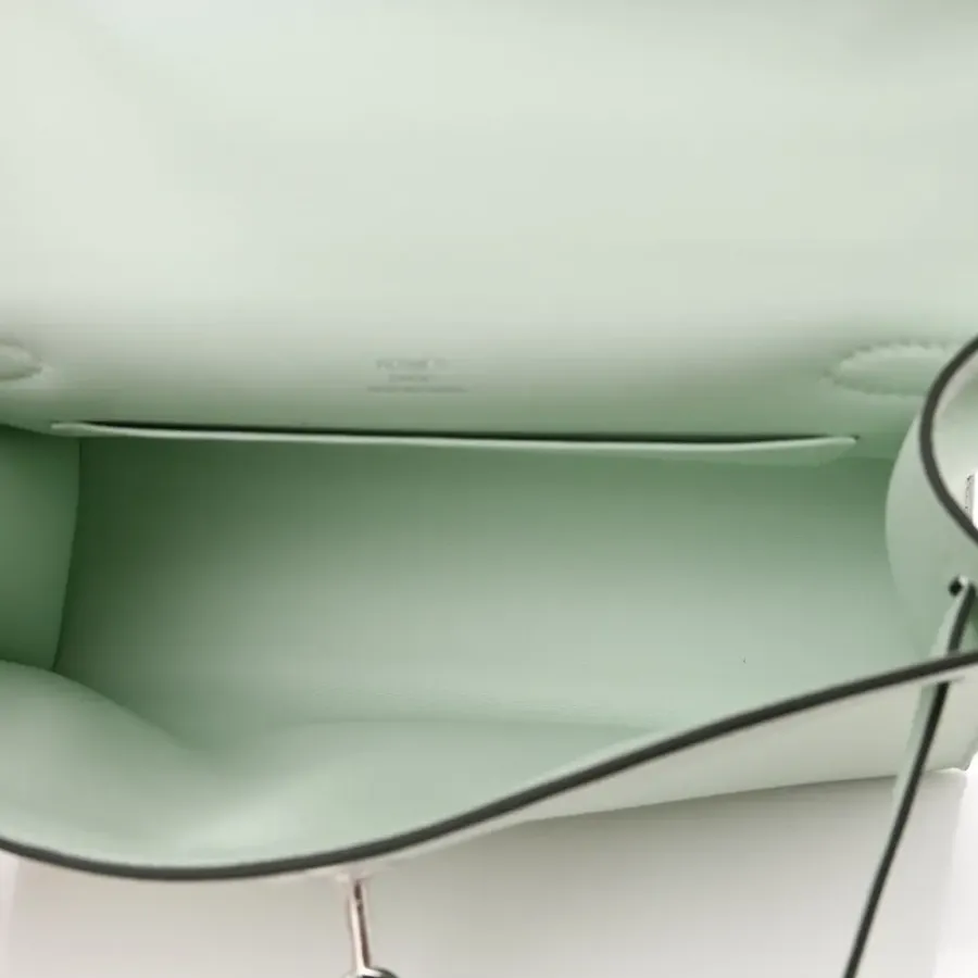 Hermès Kelly Pochette Clutch Vert Peppermint Swift Leather Palladium Hardware