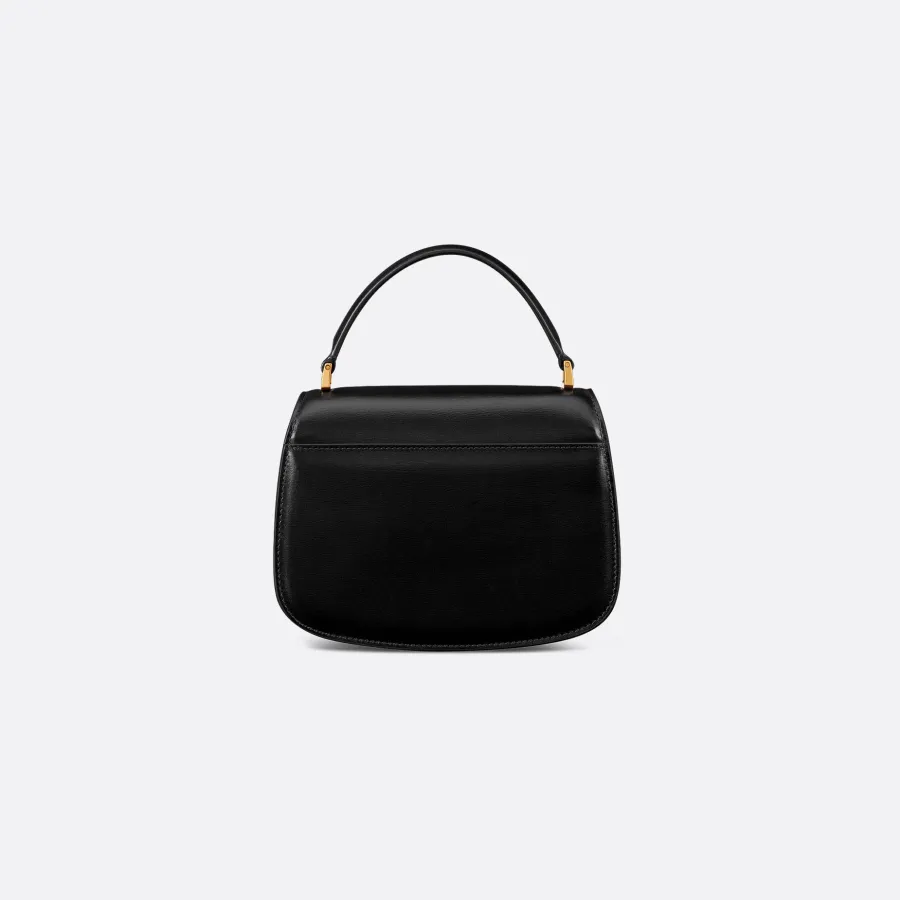 Dior Medium 30 Montaigne Avenue Top Handle Bag In Black Ribbed Calfskin With Gold Hardware