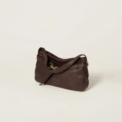 Miu Miu Aventure Nappa Quilted Lambskin Leather Deep Brown Shoulder Bags