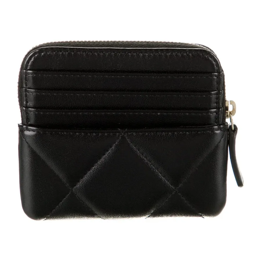 Chanel Small Interlocking CC Logo Leather Wallet Black Quilted Leather Gold Hardware