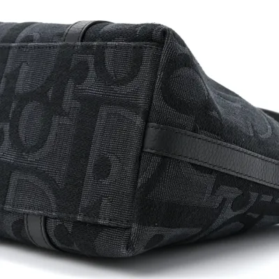 Dior Medium Weekender 25 Bag Black Maxi Oblique Canvas Ruthenium Hardware