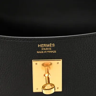 Hermès Kelly Retourne 32 Black Togo Leather Gold Hardware