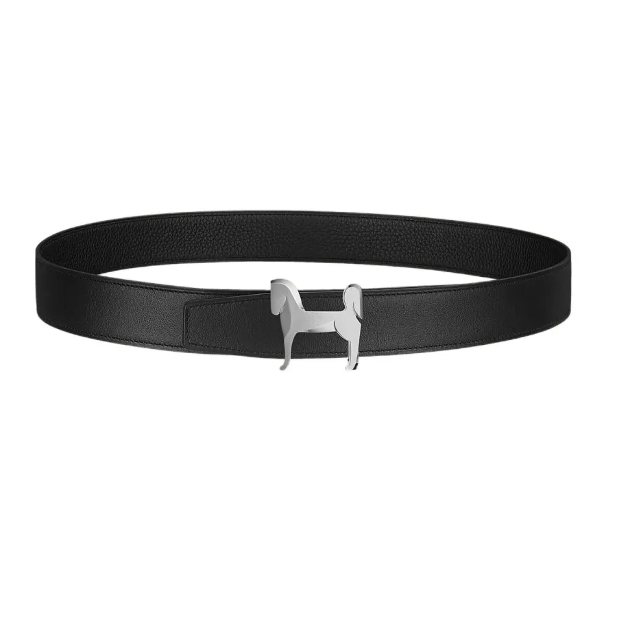 Hermès Men' s Panache Horse Buckle Belt In Brown/Black/Blue/Coffee Togo Calfskin With Gold/Silver Hardware 32mm