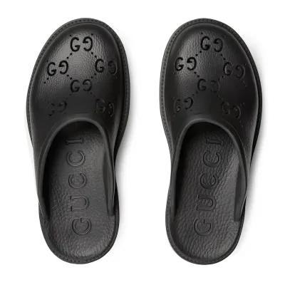 Gucci black Ladies' hollowed out G platform slippers