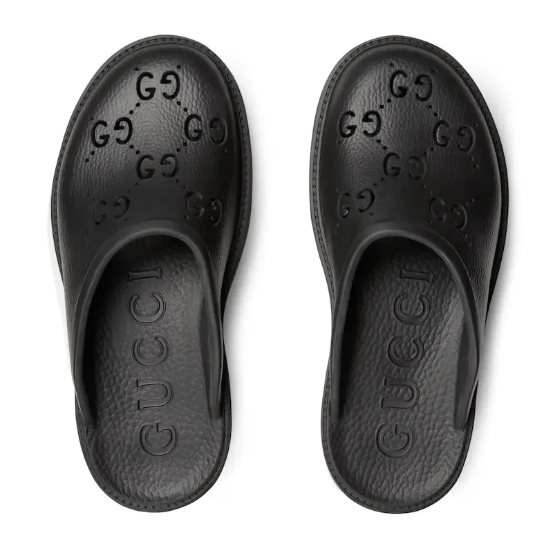 Gucci black Ladies' hollowed out G platform slippers