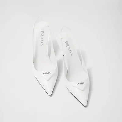 PRADA Shiny finish leather white High Heels Shoes