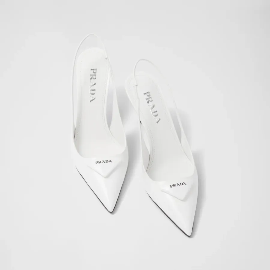 PRADA Shiny finish leather white High Heels Shoes