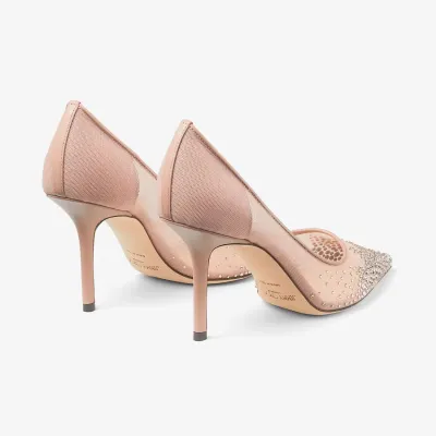 JIMMY CHOO Crystal ballet pink mesh pointed heels
