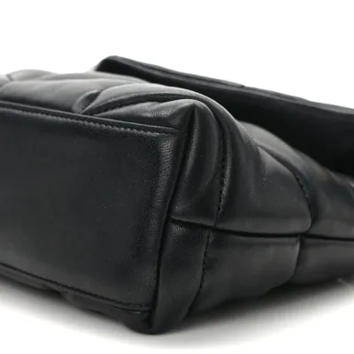 Saint Laurent Mini Loulou Chain Satchel Black Quilted Puffer Monogram Lambskin Leather Ruthenium Hardware