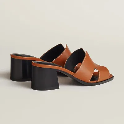 HERMES Helia Slippers High-heeled slippers Brown High Heels Sandal