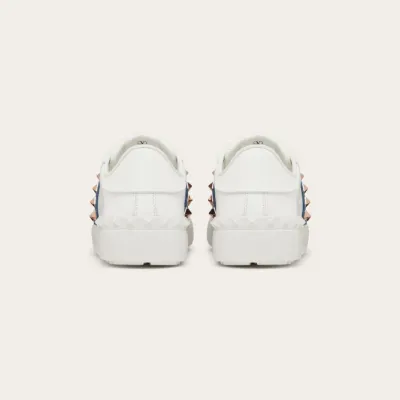 VALENTINO Women's studded denim trim calfskin sneakers