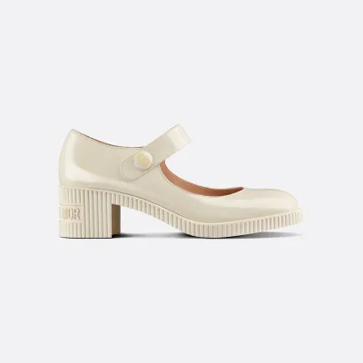 Dior thick with square head white high heels shoes