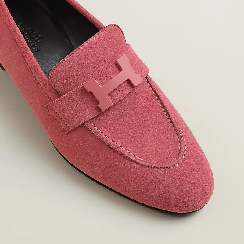 HERMES Paris Rose red color Loafers