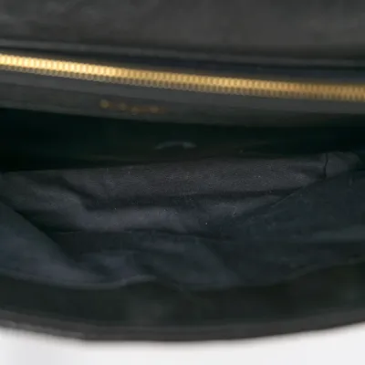 Saint Laurent Large College Satchel Black Chevron Monogram Sheepskin Matelasse Leather Aged Gold Hardware