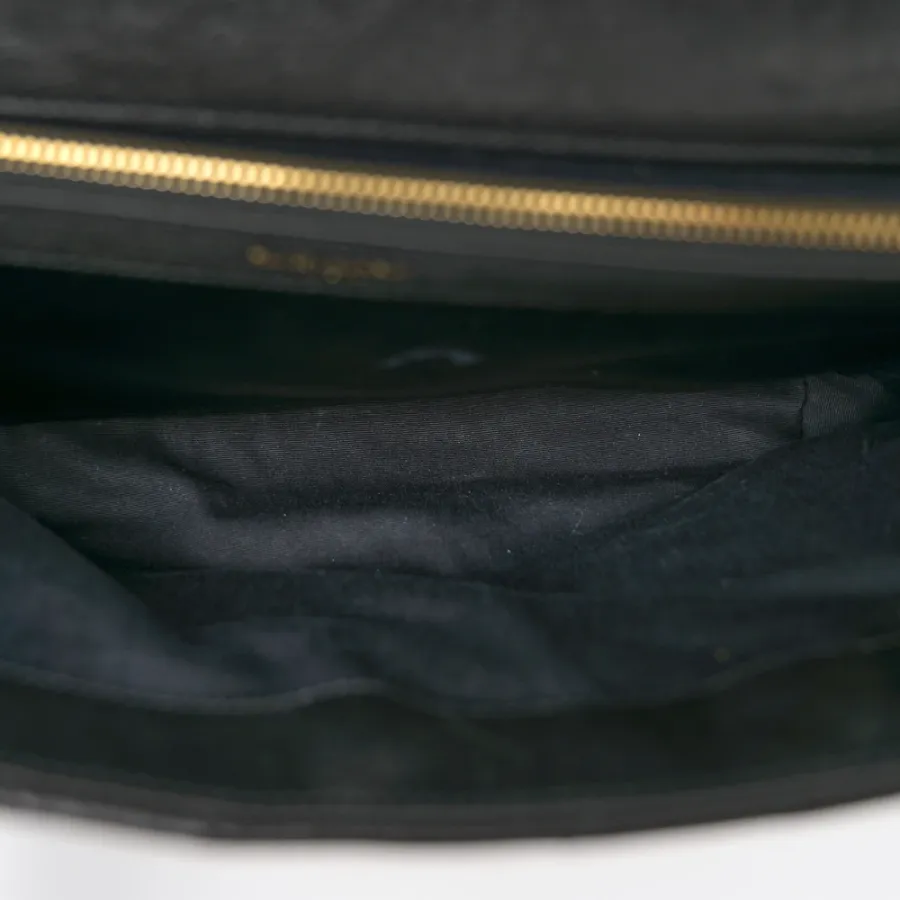 Saint Laurent Large College Satchel Black Chevron Monogram Sheepskin Matelasse Leather Aged Gold Hardware