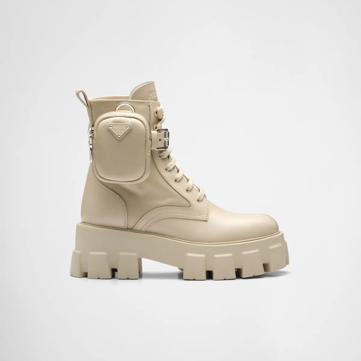 PRADA Botas de couro marmorizado Desert Yellow (com bolsa)