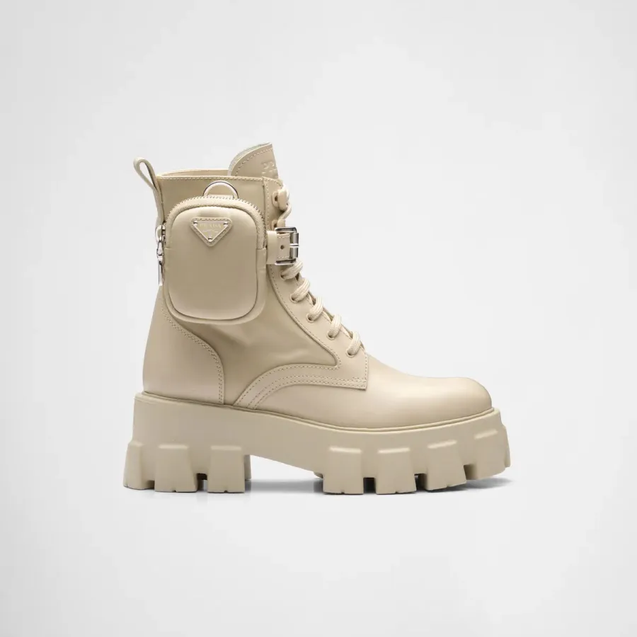 PRADA Desert Yellow marbled leather boots (with bag)