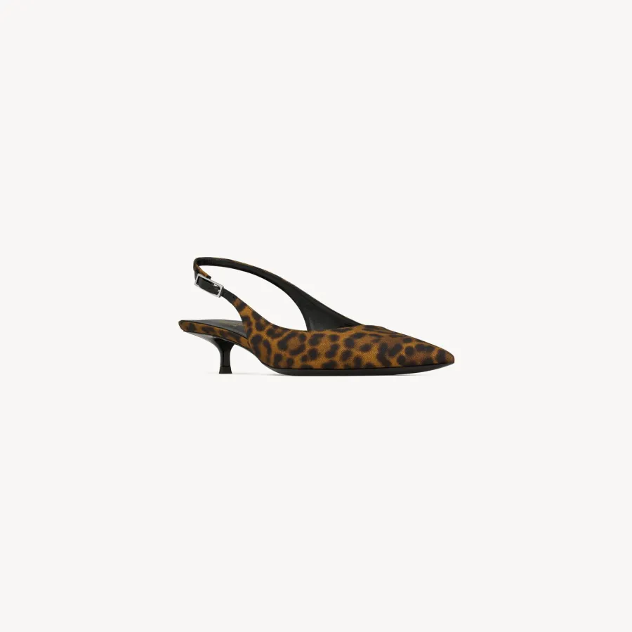 Yves Saint Laurent Leopard-print grosgrain heel heels
