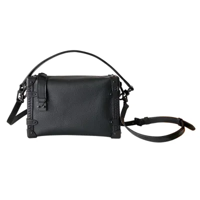 Louis Vuitton Side Trunk MM Black/Beige Calfskin Leather Gold/Silver/Black Hardware