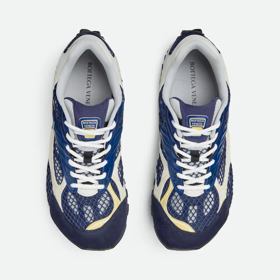 Bottega Veneta Orbit Sneakers In Blue/White Suede/Technical Fabric/Mesh Lace-Up Sneaker