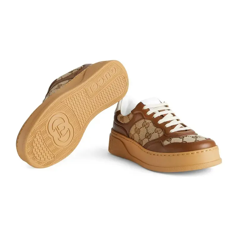 Gucci GG printed embossed sports shoes brown Sneakers