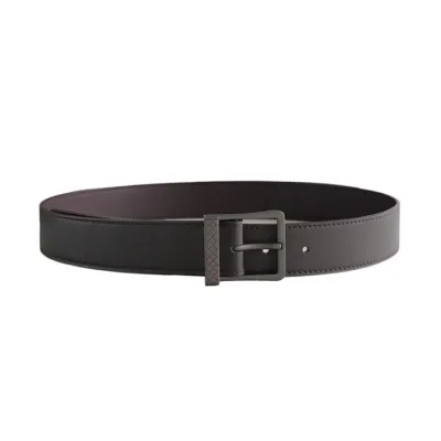 Bottega Veneta Men's Square Buckle Belt In Black/Coffee/Blue Calfskin With Matte Gun Black Hardware 35mm