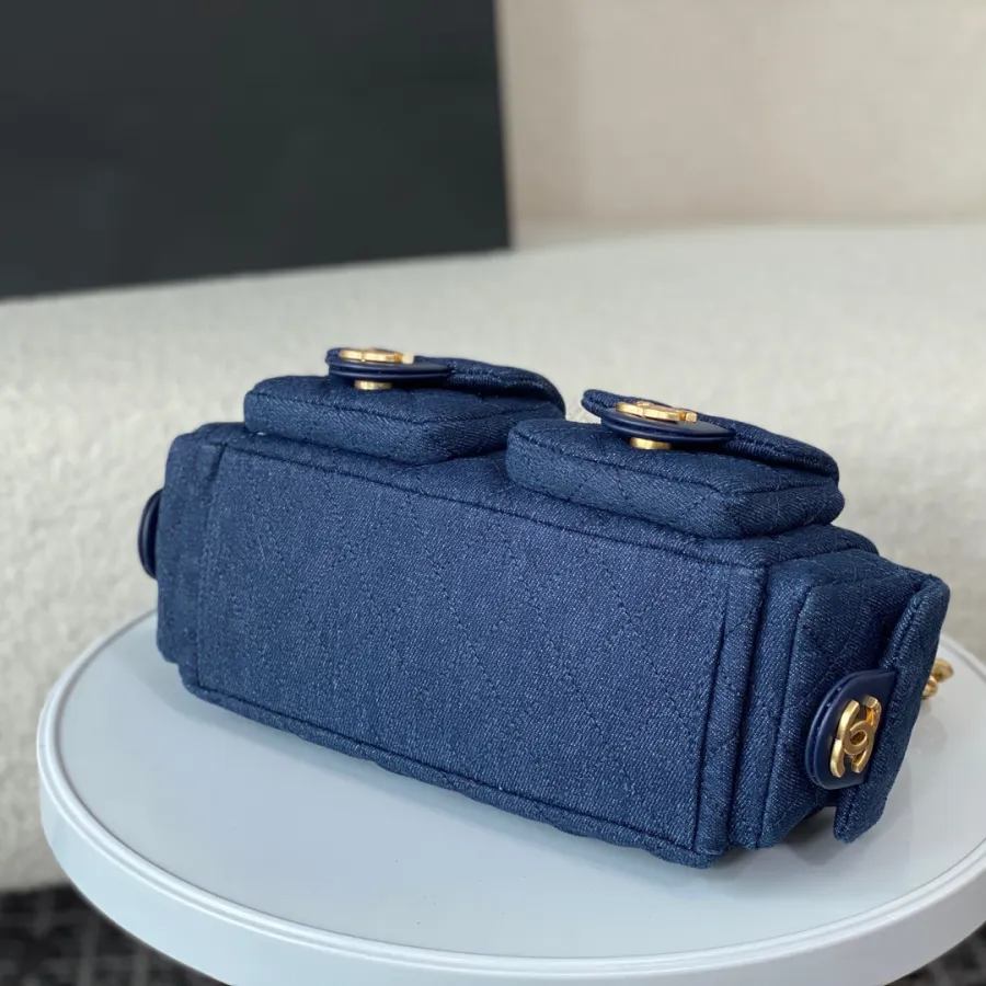 Chanel Denim royal blue / Denim grey silver / Denim sky blue Shoulder Bags