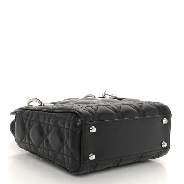 Dior Mini Lady Dior Black Cannage Lambskin Leather Light Gold Hardware - Image 6