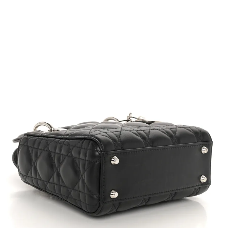 Dior Mini Lady Dior Black Cannage Lambskin Leather Light Gold Hardware