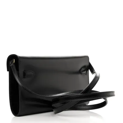 Hermès Kelly Wallet To Go Black Box Leather Gold Hardware