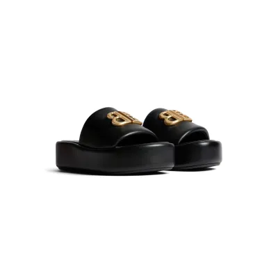BALENCIAGA RISE Women's thick - soled black round - toed slippers