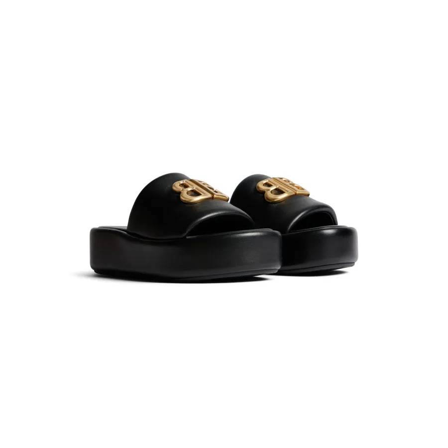 BALENCIAGA RISE Women's thick - soled black round - toed slippers