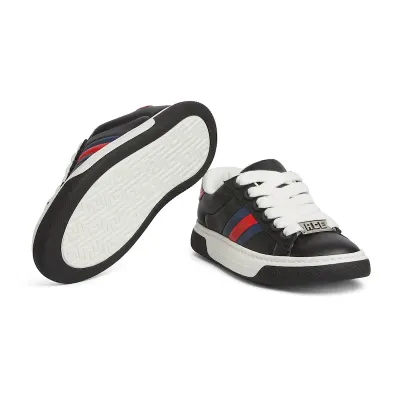 Gucci Ace series black sneakers woven fabric women's sports shoes