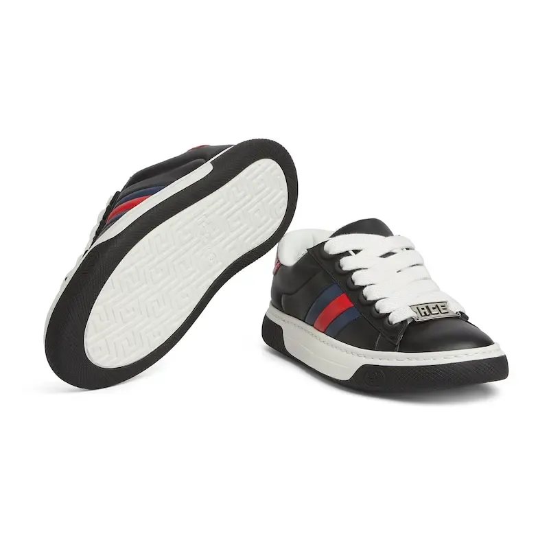 Gucci Ace series black sneakers woven fabric women's sports shoes