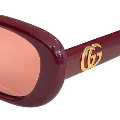 Gucci Oval glasses red/white/leopard/black tawny/black color Size 52口17-145