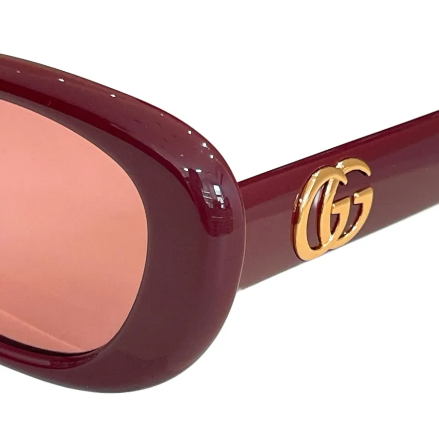 Gucci Oval glasses red/white/leopard/black tawny/black color Size 52口17-145