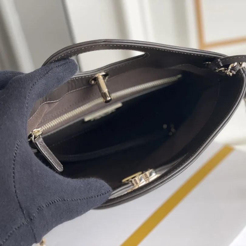 Chanel Oil Wax Leather Brown / Milk Tea Color / Grey Crossbody Bags