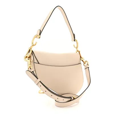 Dior Medium Saddle Bag With Strap Hazelnut Grained Calfskin Leather Gold Hardware