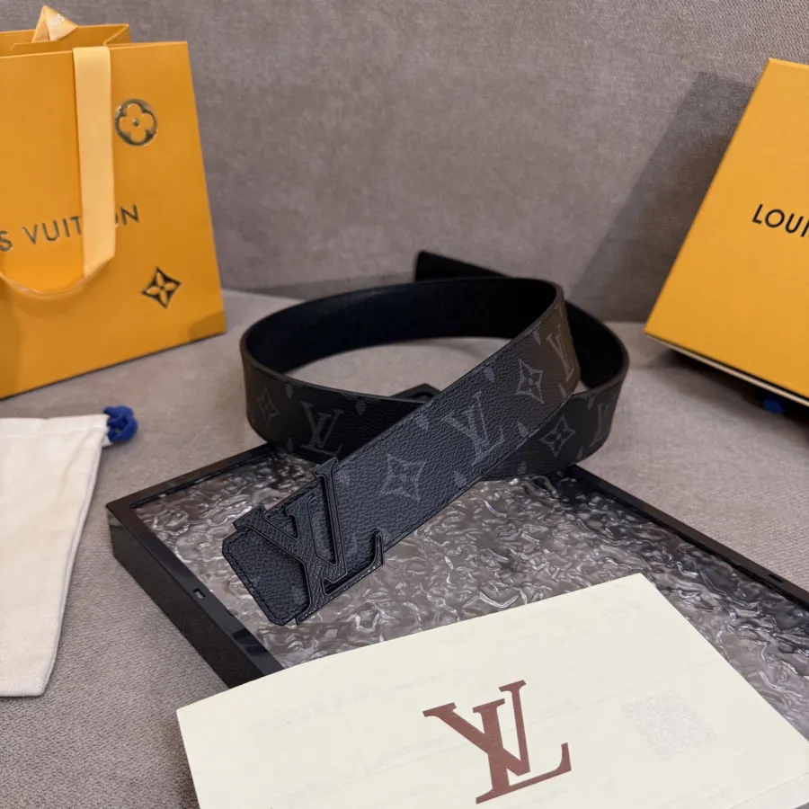 Louis Vuitton Men's LV Buckle Belt In Black Monogram Canvas With Black/Gold/Silver Hardware 40mm