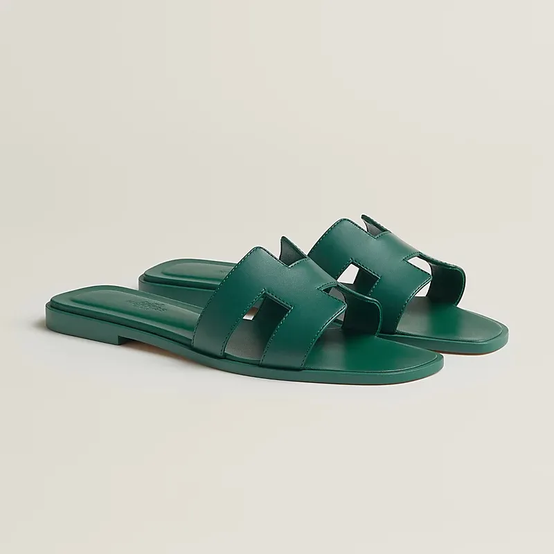 HERMES Oran Green Slippers