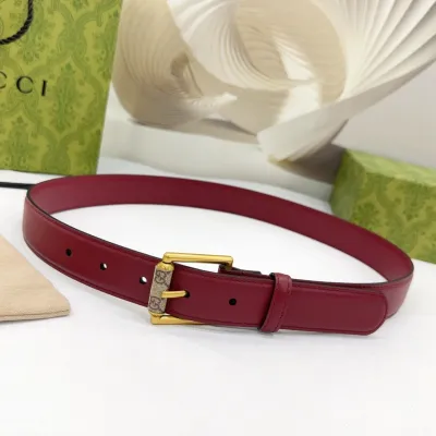 Gucci Women's Emblem Belt With Monogram Buckle In Brown/White/Black Smooth Calfskin With Gold Hardware 30mm