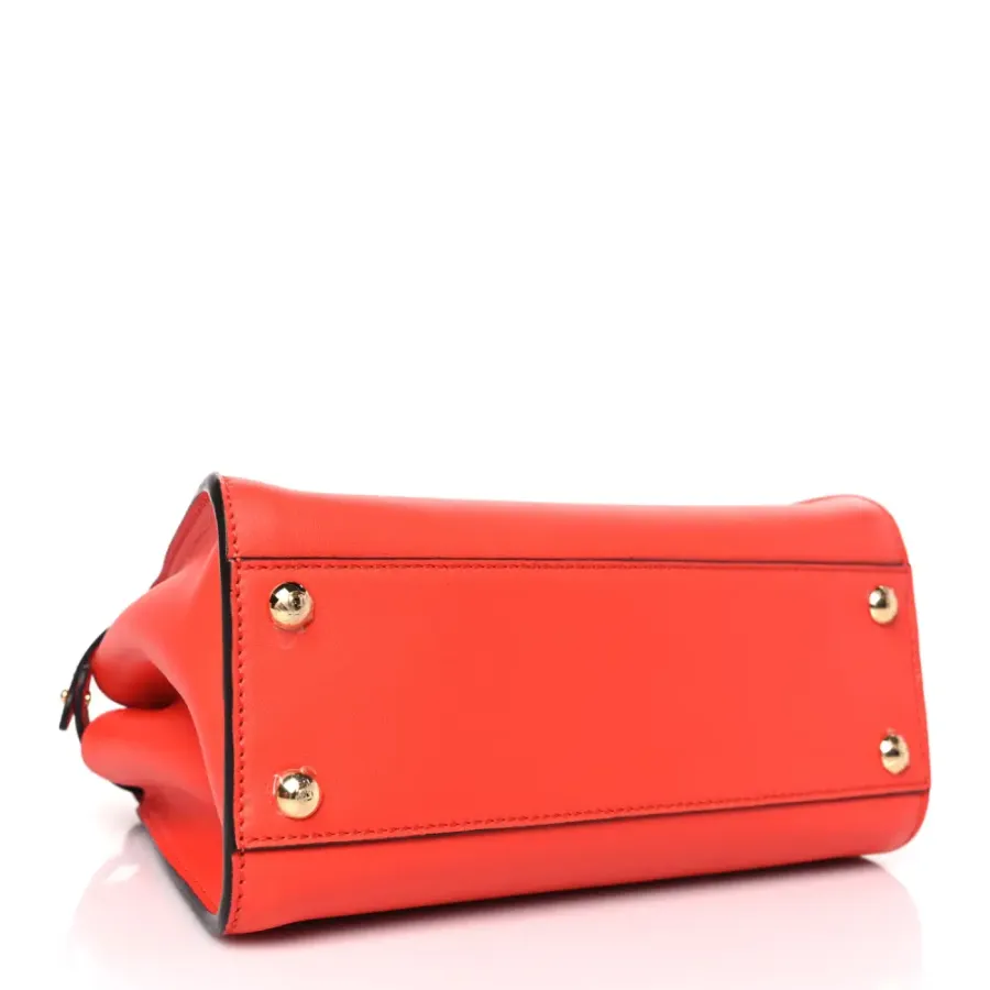 Fendi Mini FF Peekaboo Iconic Satchel Tulipano/Miele/Moro Seta Vitello Leather & Suede Gold Hardware