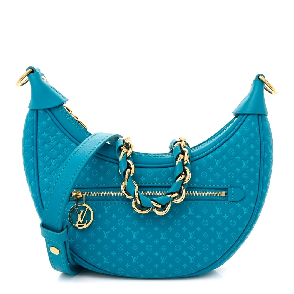 Louis Vuitton Loop PM Azul Nanogram Couro Bezerro Relevado Acabamento Dourado