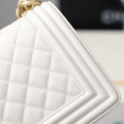 Chanel Lleboy white Quilted Caviar Leather Shoulder Bags Crossbody Bags